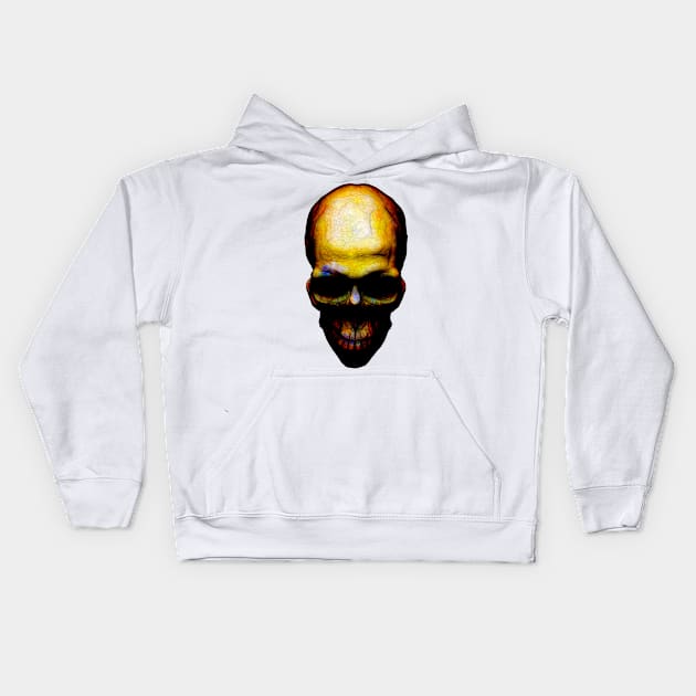 Dark Mood Skull Kids Hoodie by crunchysqueak